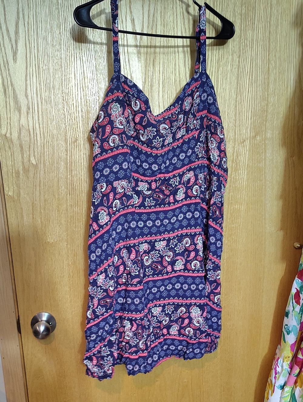 Torrid Navy Dress with Coral and White Paisley Accents
